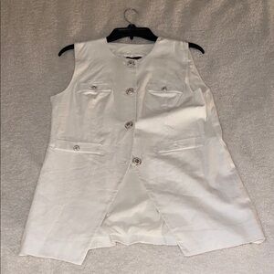 Sleeveless Cream Button-Up Vest